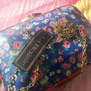 La Regale Blue Floral Crossbody Bag